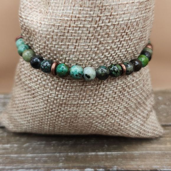 African Turquoise and Copper Beaded Bracelet - Picture 4 of 4